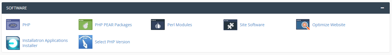 cPanel section for Software